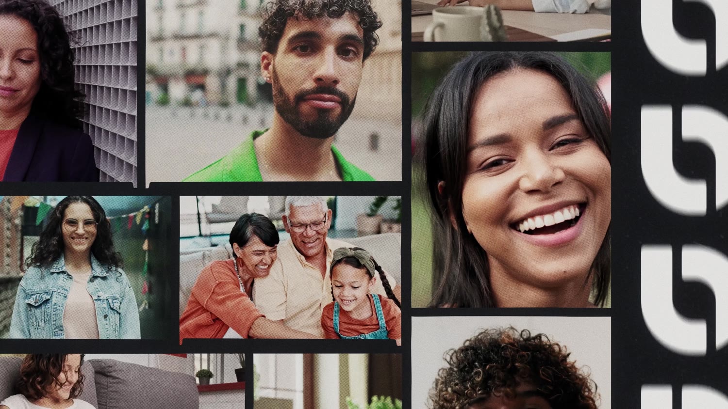 Mosaico de rostos dos clientes da Bitso