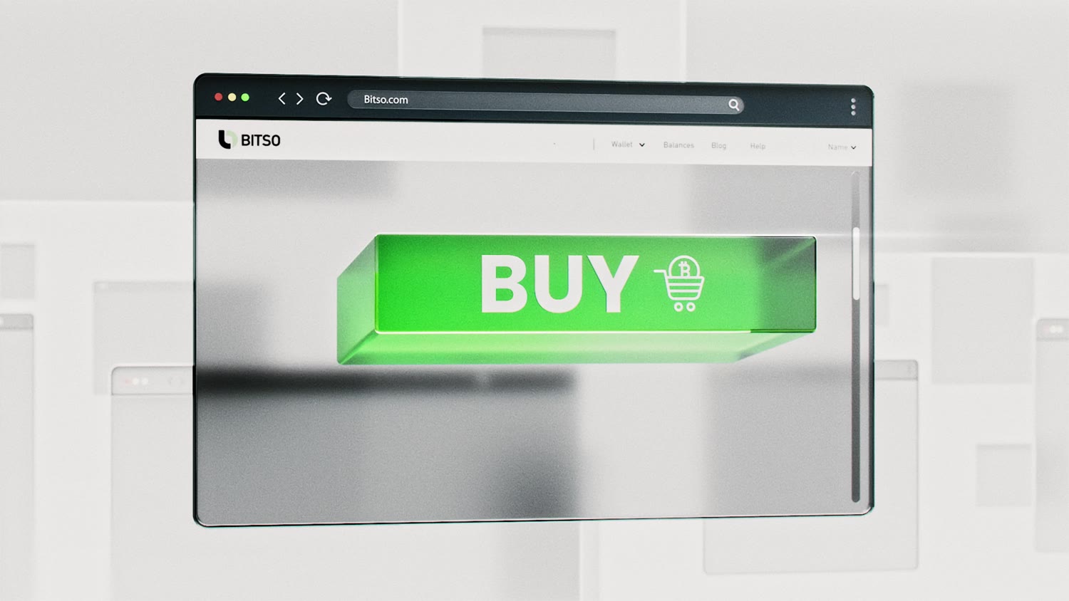 O botão de compra da Bitso, em ilustração