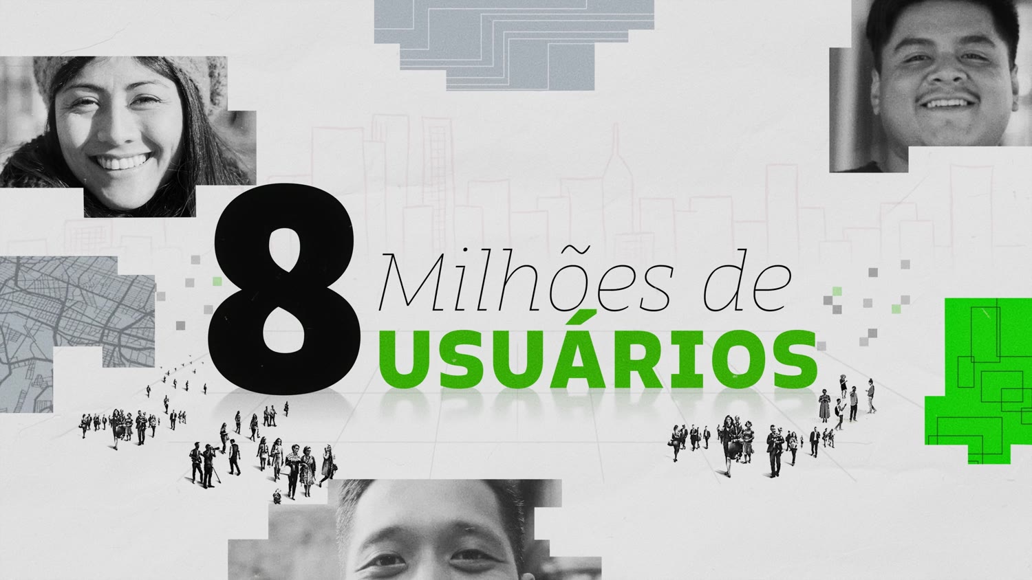 Oito milhões de usuários, em colagem de rostos